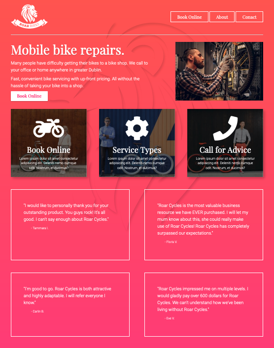 Project preview of a mobile bike repair show with special background